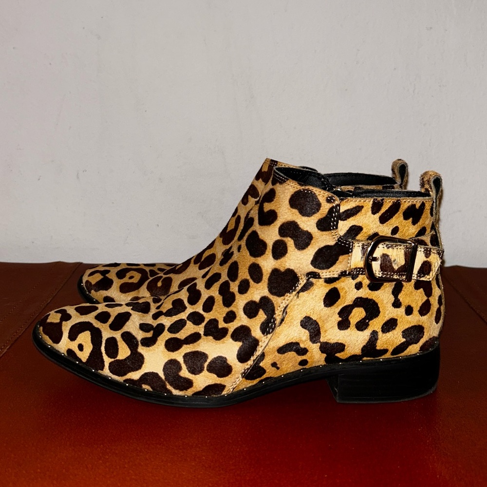 Steven by Steve Madden Faux Horse Hair Leopard Booties